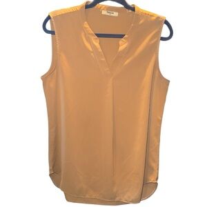 TIMESON TAN SLEEVELESS V NECK BLOUSE
